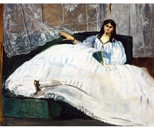 Édouard Manet, Lady with a Fan, 1862. Oil on canvas; 89.5 x 113 cm. Museum of Fine Arts, Budapest.
