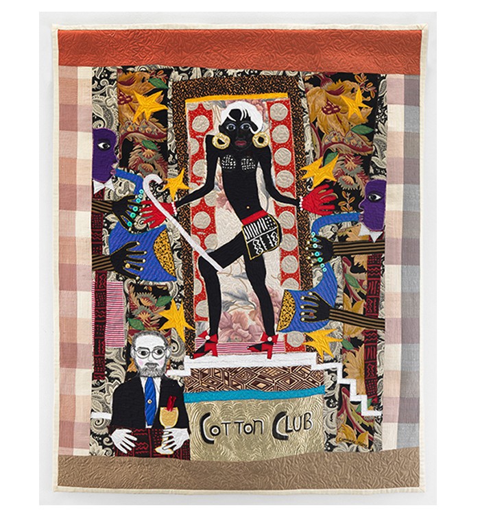 Michael Cummings, "Henri Matisse in Harlem’s Cotton Club," 2018. Textile/appliqué quilt construction; 78 x 64 in.
