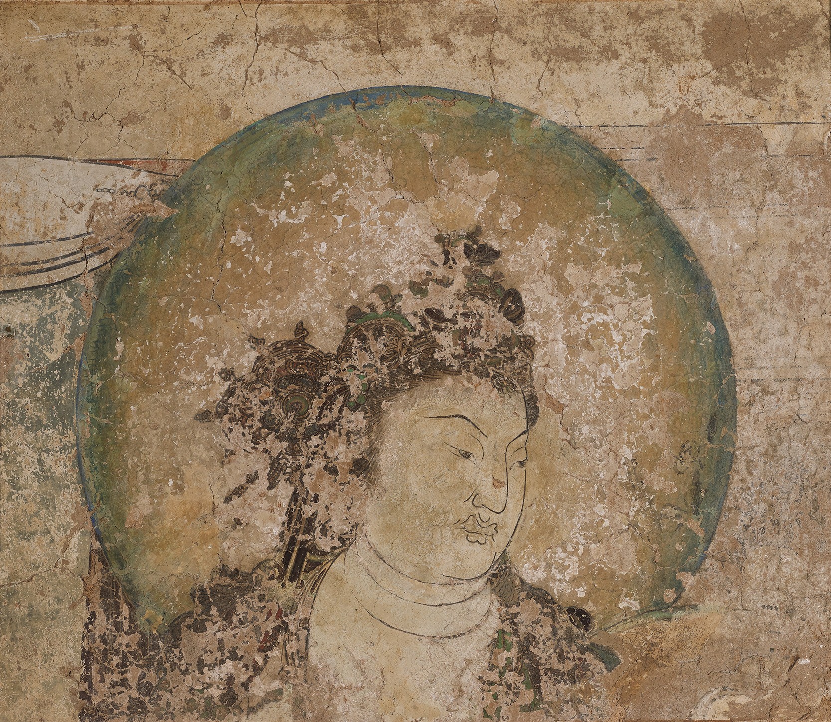 Head of a Bodhisattva, 960–1279, Song dynasty; China. Fresco. Art Properties, Avery Architectural & Fine Arts Library, Columbia University, Arthur M. Sackler Collections.