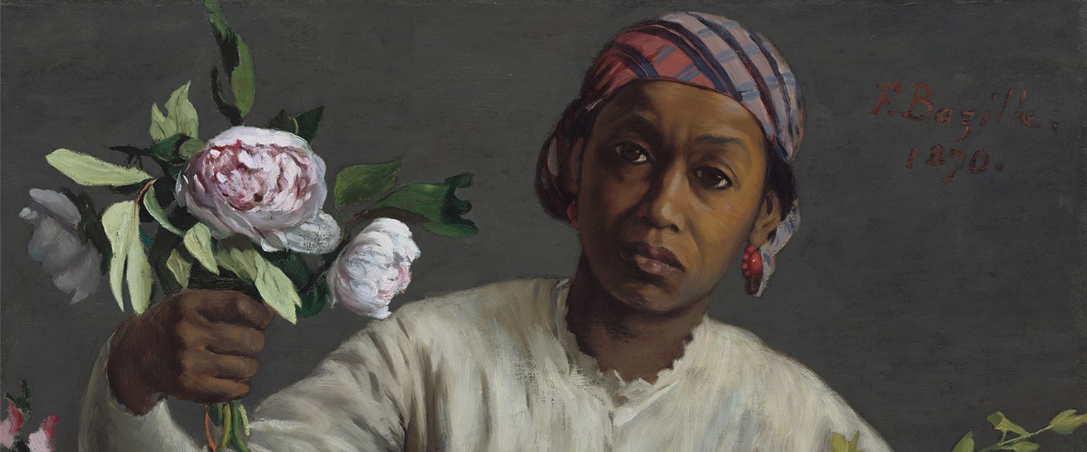 Jean Frédéric Bazille, Young Woman with Peonies (detail), 1870. Image courtesy National Gallery of Art, Washington, DC; collection of Mr. and Mrs. Paul Mellon.