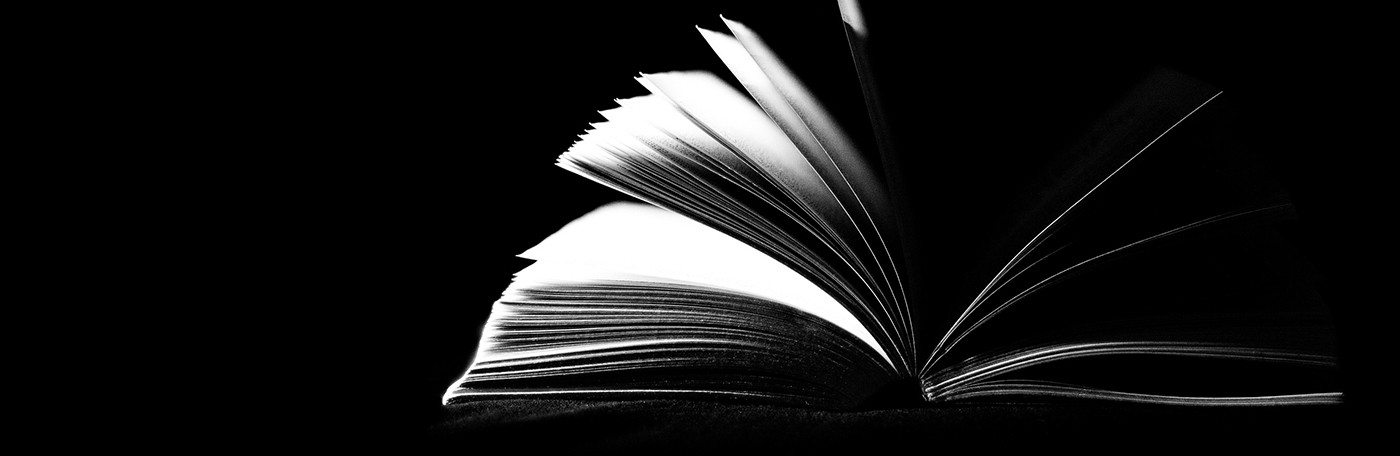 Open book on a black background
