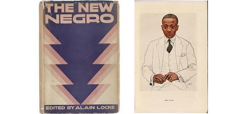 "The New Negro" edited by Alain Locke will be one of the core historical objects on view in "Uptown 2020." Above: (left) cover of the first edition, (right) interior portrait drawing of the author/editor by Winold Reiss.