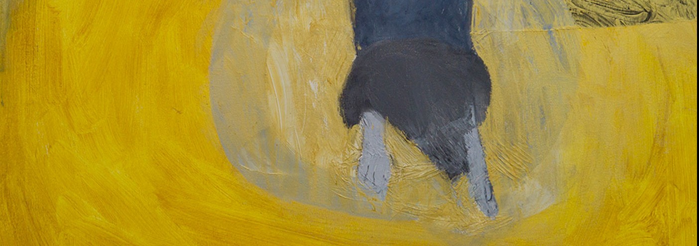 Detail of the painting "Walla, Yellow", 2018 by Maggie Goldston