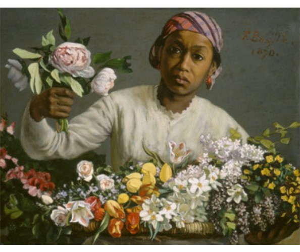 Frédéric Bazille. Young Woman with Peonies, 1870. Oil on canvas, 23 5/8 x 29 1/2 in. Courtesy the National Gallery, Washington, DC