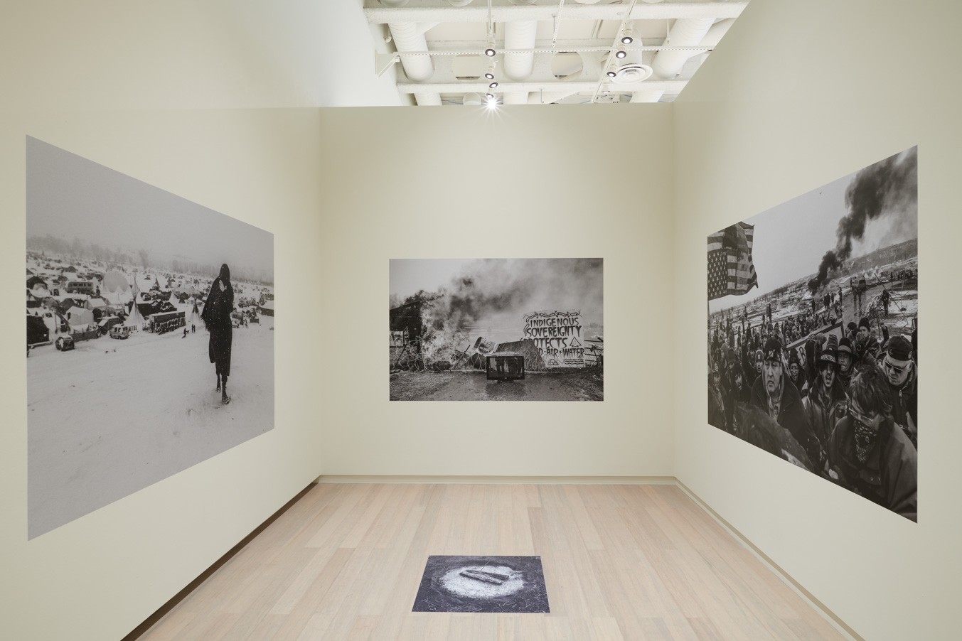 Installation view showing work by the artist Josué Rivas from the exhibition “The Protest and The Recuperation” on view at the Wallach Art Gallery, Columbia University. Photograph by Kyle Knodell.