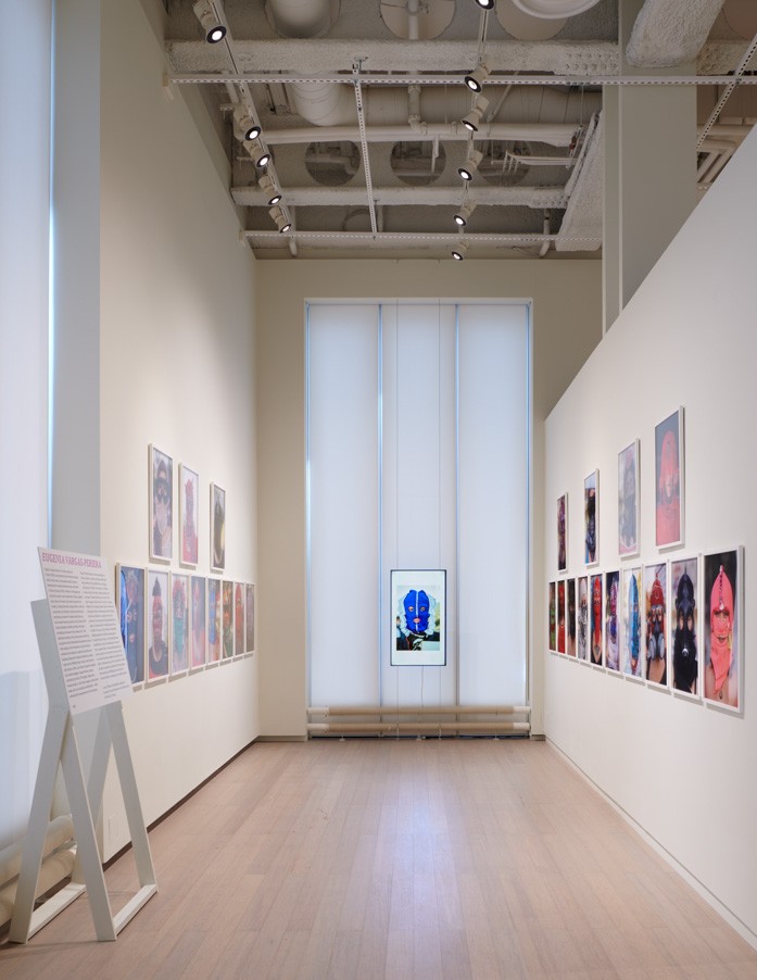 Installation view showing work by the artist Eugenia Vargas Pereira from the exhibition “The Protest and The Recuperation” on view at the Wallach Art Gallery, Columbia University. Photograph by Kyle Knodell.