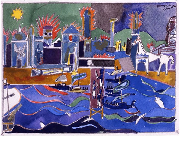 Romare Bearden. The Fall of Troy, 1977. Watercolor and graphite on paper. Private Collection, Courtesy of Jerald Melberg Gallery, Charlotte, NC. Art © Romare Bearden Foundation, Licensed by VAGA, New York
