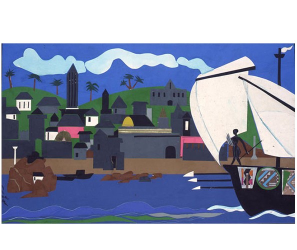 Romare Bearden. Home to Ithaca, 1977. Collage. Courtesy Mount Holyoke College Art Museum, South Hadley, Massachusetts. Gift of the estate of Eileen Paradis Barber (Class of 1929). Art © Romare Bearden Foundation, Licensed by VAGA, New York