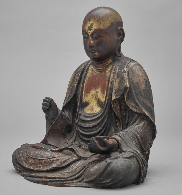 Seated Monk (Possibly Jizo Bosatsu), 13th century, Kamakura period; Japan. Lacquered and gilded wood with semiprecious stone. Art Properties, Avery Architectural & Fine Arts Library, Columbia University, Gift of J. G. Phelps Stokes.