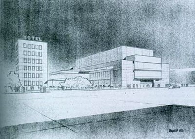 Design for Cultural Centre, Ostrava, 1938 by architectsLubomír Šlapeta and Cestmír Šlapeta, with Arne Hosek