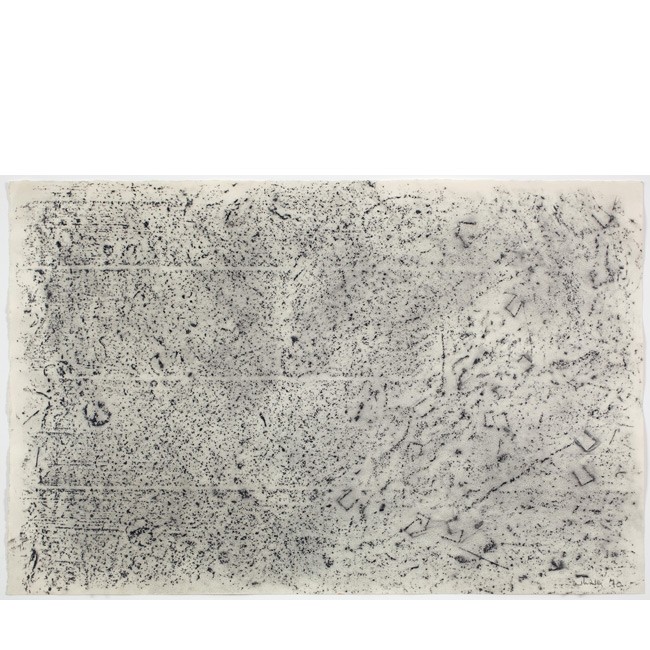 Jack Whitten. Studio Floor #1, 1970. Carbon stick rubbing on paper; 13 x 20 inches. Courtesy the artist and Alexander Gray Associates, New York.