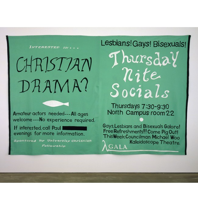 Mike Kelley. Untitled (Christian Drama), 1991. Felt Banner; 96 x 144 inches. Private collection.