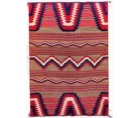 Unknown Diné (Navajo), Child's blanket, 1870–80. Wool yarn, natural and aniline dyes; 47 1/2 x 32 1/2 in. Avery Architectural & Fine Arts Library, Collection of Art Properties; gift of Stanley B. and Caroline Stein.