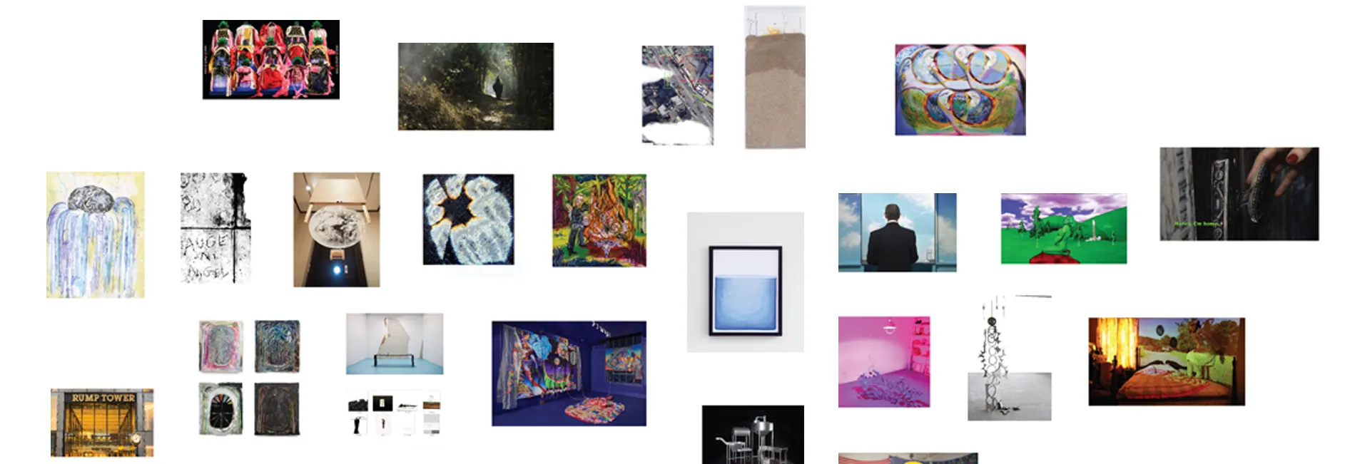 A group of images of artworks by graduating MFAs, 2017.