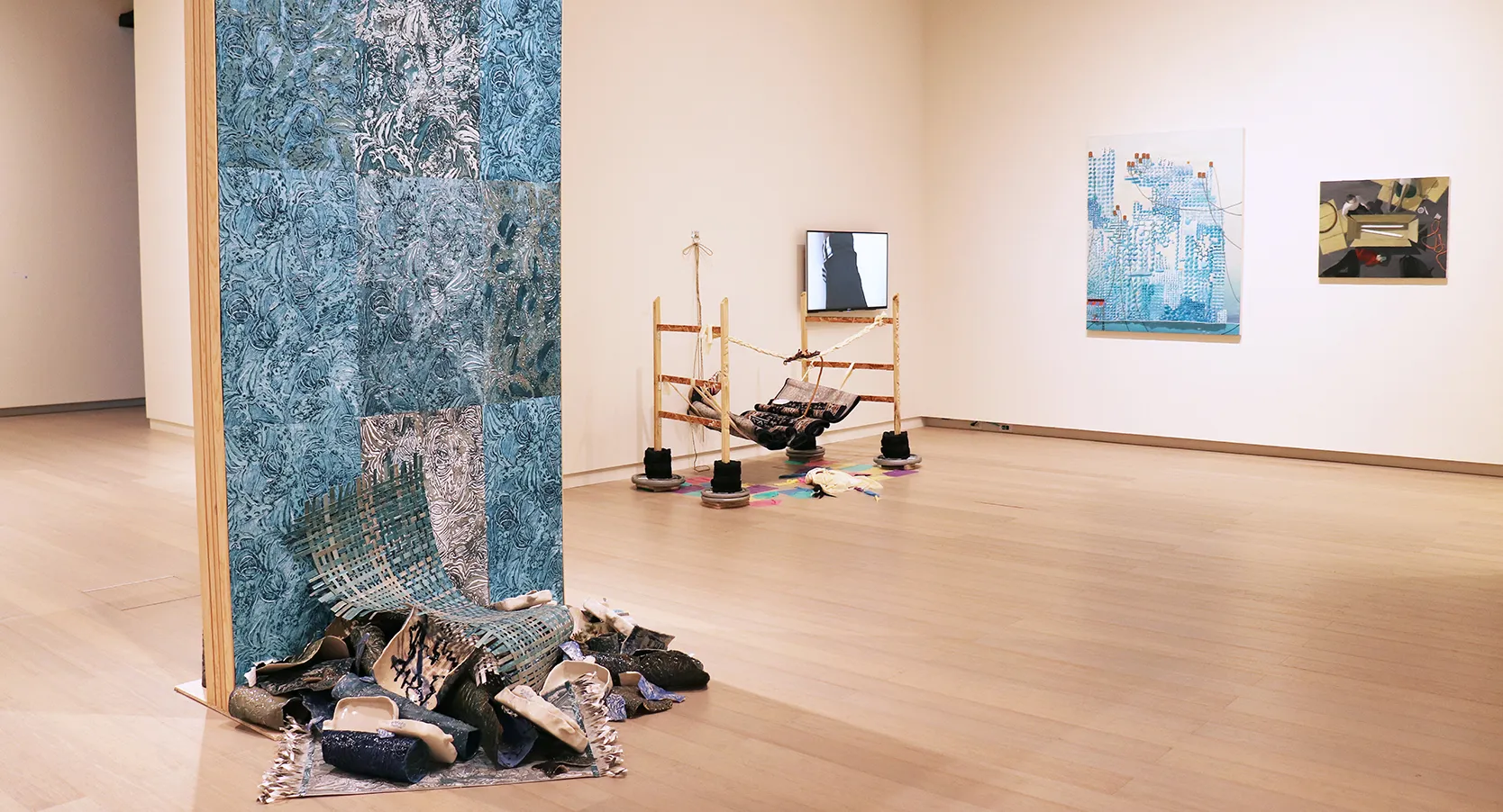 Installation view of the 2019 First-Year MFA Exhibition, on view at the Wallach Art Gallery, Columbia University March 29 – April 14, 2019. Photograph by Eddie José Bartolomei.