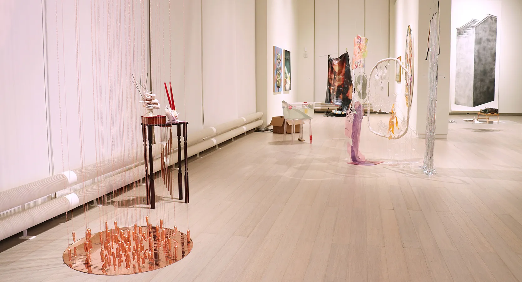 Installation view of the 2019 First-Year MFA Exhibition, on view at the Wallach Art Gallery, Columbia University March 29 – April 14, 2019. Photograph by Eddie José Bartolomei.