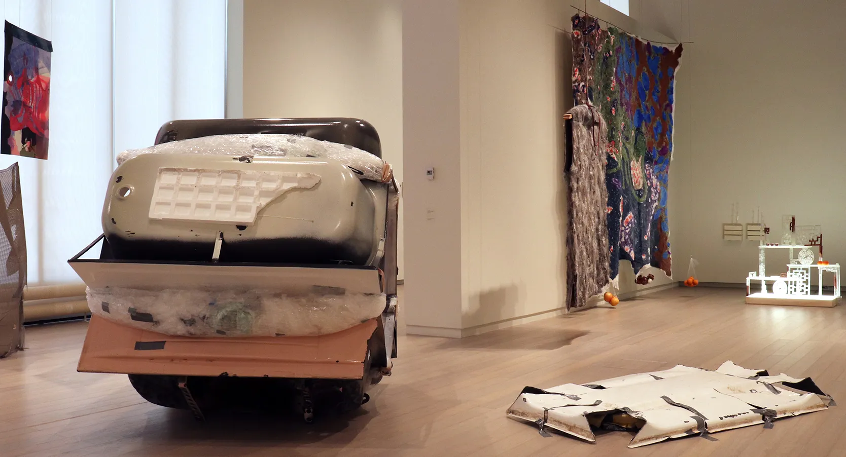 Installation view of the 6th floor 2019 MFA Thesis Exhibition, on view at the Wallach Art Gallery, Columbia University April 27 – May 26, 2019. Photograph by Eddie José Bartolomei. Courtesy the Wallach Art Gallery.
