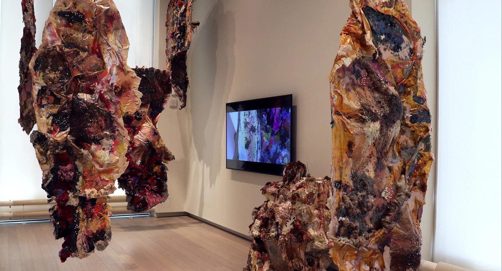 Installation view of the 6th floor 2019 MFA Thesis Exhibition, on view at the Wallach Art Gallery, Columbia University April 27 – May 26, 2019. Photograph by Eddie José Bartolomei. Courtesy the Wallach Art Gallery.