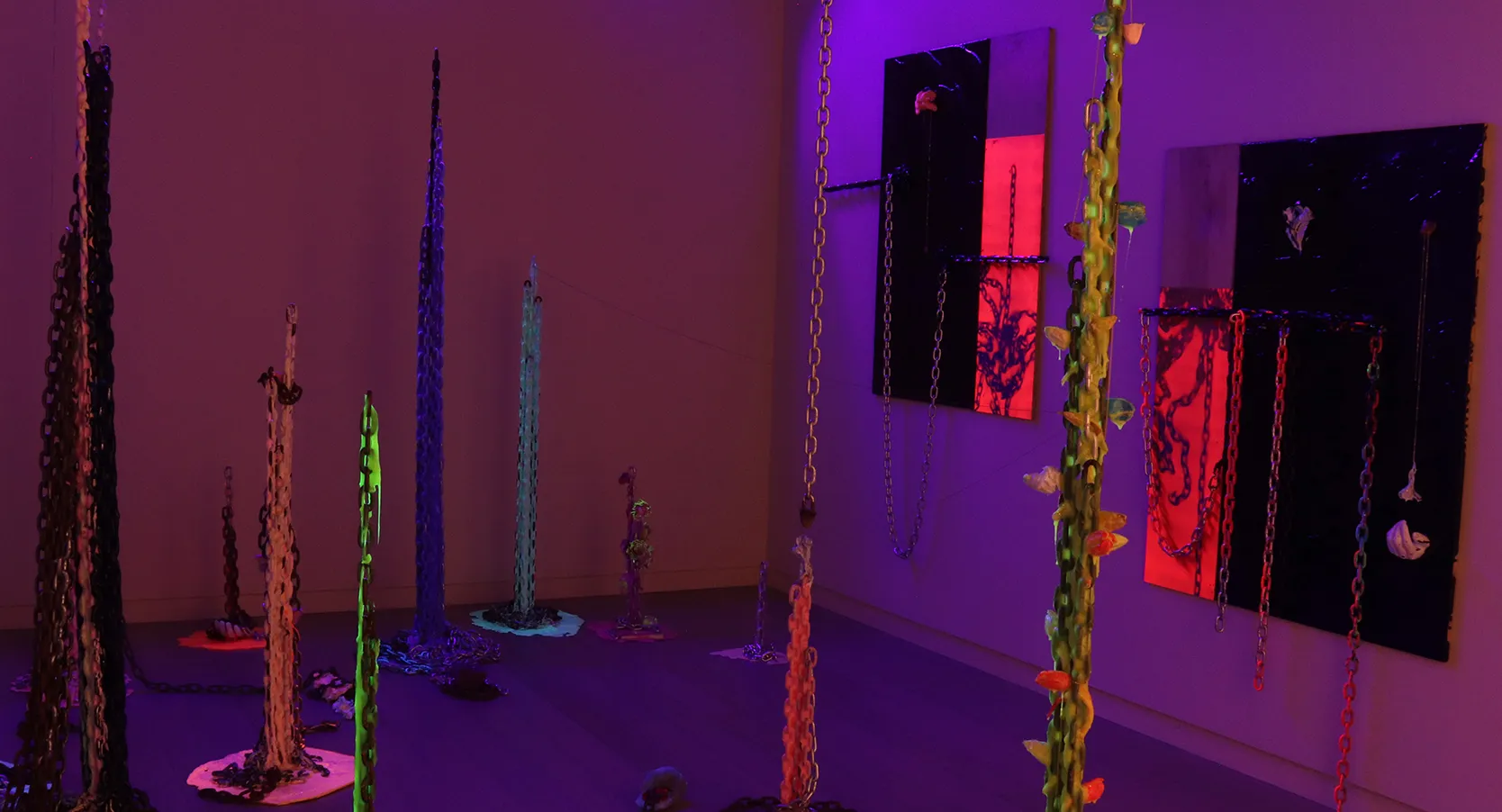 Installation view of the 6th floor 2019 MFA Thesis Exhibition, on view at the Wallach Art Gallery, Columbia University April 27 – May 26, 2019. Photograph by Eddie José Bartolomei. Courtesy the Wallach Art Gallery.