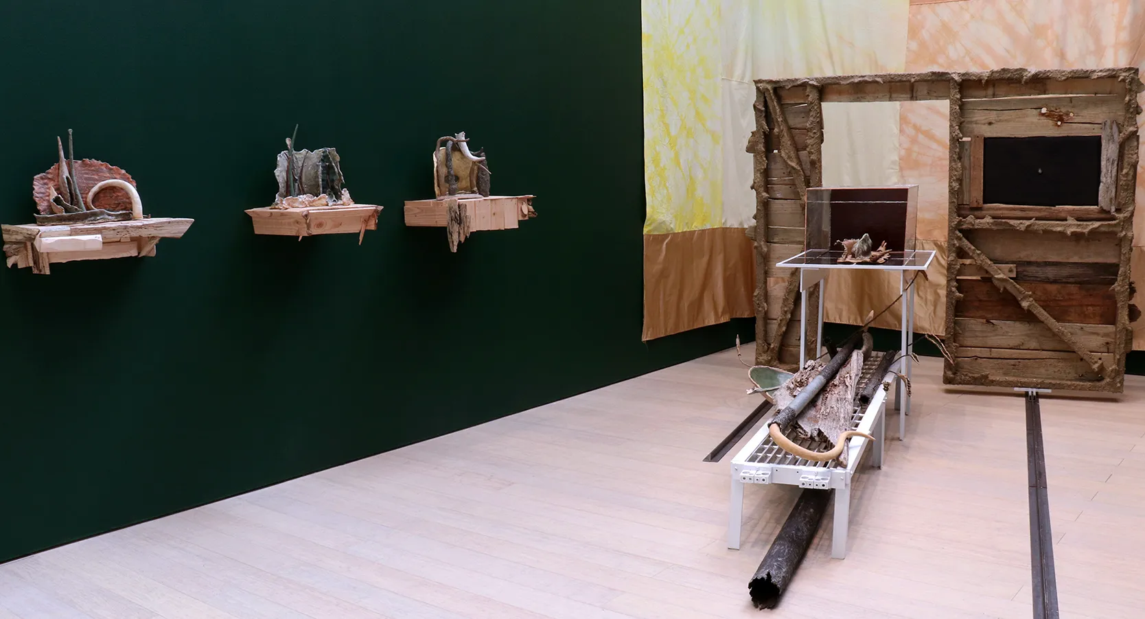 Installation view of the 6th floor 2019 MFA Thesis Exhibition, on view at the Wallach Art Gallery, Columbia University April 27 – May 26, 2019. Photograph by Eddie José Bartolomei. Courtesy the Wallach Art Gallery.
