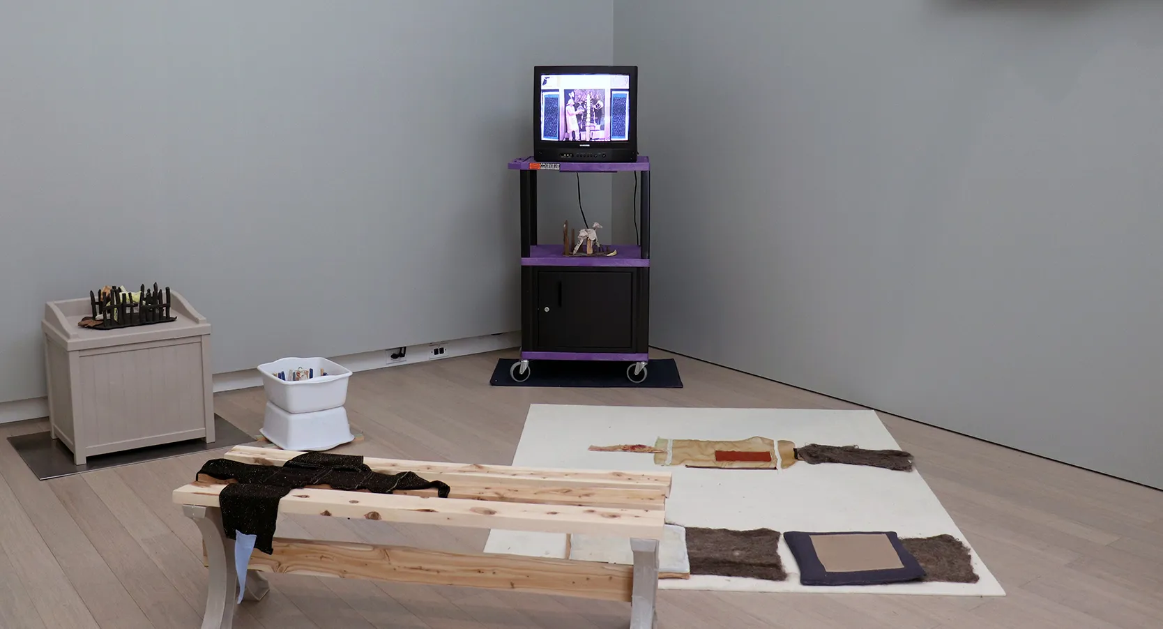 Installation view of the 6th floor 2019 MFA Thesis Exhibition, on view at the Wallach Art Gallery, Columbia University April 27 – May 26, 2019. Photograph by Eddie José Bartolomei. Courtesy the Wallach Art Gallery.