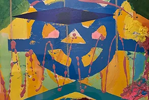 Ademola Olugebefola, detail of "Kind of Blue: for Miles Davis and Paul Chambers," 1995. Limited edition serigraph, luma ink, acrylic paint, and collage, 18 x 24 inches (unframed).