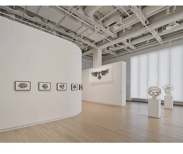 Installation view of Angela Su: Melencolia, on view at the Wallach Art Gallery February 2 - March 10, 2024. Photograph by Olympia Shannon.