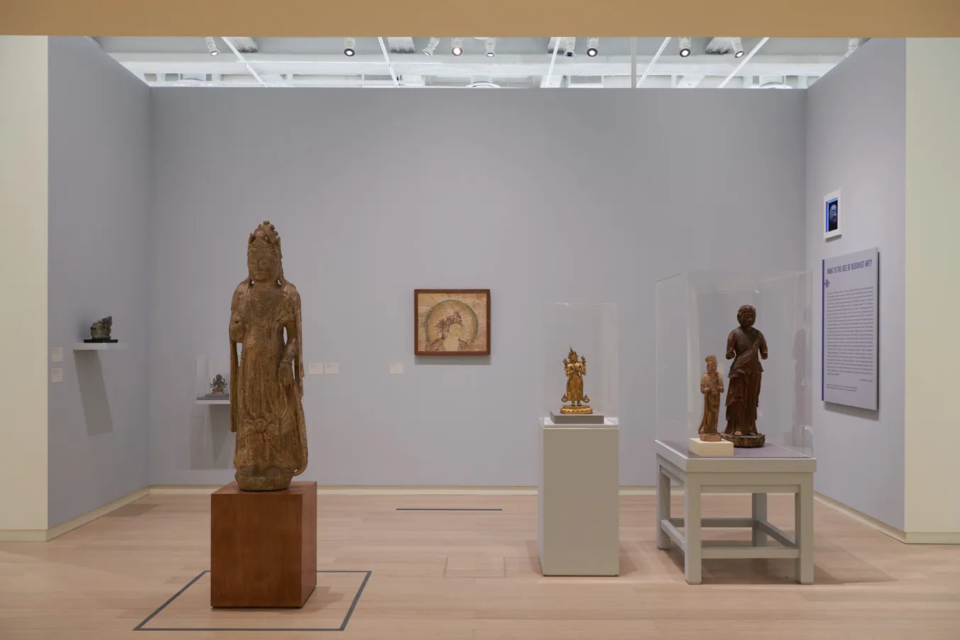 Installation view of the exhibition "What Is the Use of Buddhist Art?", on view at the Wallach Art Gallery, Columbia University December 4, 2021-March 12, 2022.