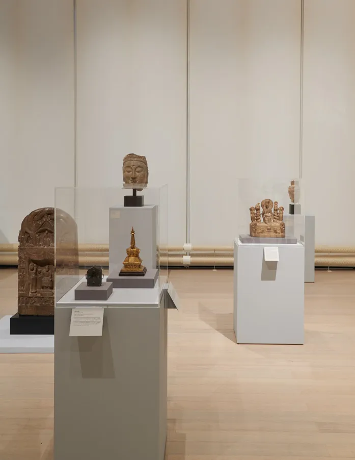 Installation view of the exhibition "What Is the Use of Buddhist Art?", on view at the Wallach Art Gallery, Columbia University December 4, 2021-March 12, 2022.