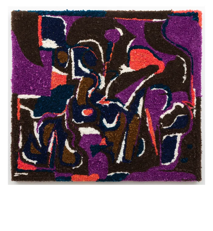 Sonia Louise Davis, "emergence: sweet earth flying," 2022.  Norwegian raw wool, hand-spun dyed wool, cotton and acrylic yarns; 46 x 50 x 2 in.