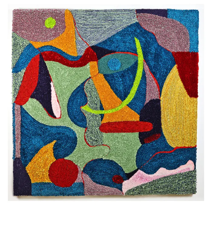 Sonia Louis Davis, "emergence: thembi," 2022  Icelandic wool, recycled wool, merino, acrylic, and polyester yarns 64 x 64 x 2 in.