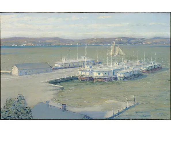 Henry Golden Dearth, Ice Boats on the Hudson, ca. 1888–98. Oil on canvas; 18 x 29 1/8 in. Telfair Museum of Art, Savannah, Georgia, Gift of Gari Melchers