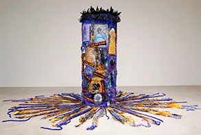 Dindga McCannon, Blues Queens, 2021. Mixed media quilt, 54 x 118 inches.