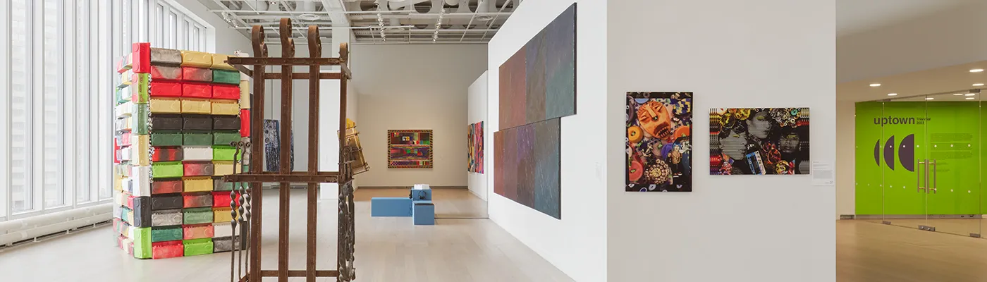 Installation view of the "Uptown Triennial 2023" exhibition on view at the Wallach Art Gallery June 23 - September 17, 2023