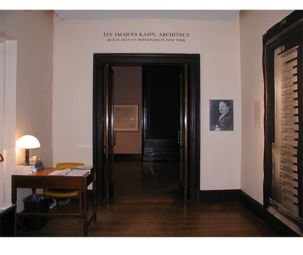 Installation view of the exhibition "Ely Jacques Kahn, Architect: From Beaux-Arts to Modernism in New York" curated by Jewel Stern, John A. Stuart, and Janet Parks. On view at the Wallach Art Gallery, Columbia University, September 27 - December 9, 2006.
