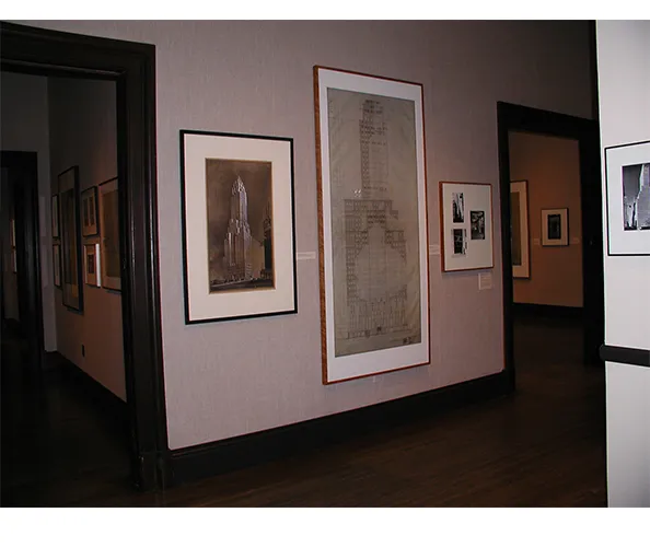 Installation view of the exhibition "Ely Jacques Kahn, Architect: From Beaux-Arts to Modernism in New York" curated by Jewel Stern, John A. Stuart, and Janet Parks. On view at the Wallach Art Gallery, Columbia University, September 27 - December 9, 2006.