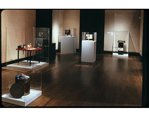Installation view from the exhibition “Experiments in the Everyday: Allan Kaprow and Robert Watts—Events, Objects, Documents” on view at the Wallach Art Gallery, Columbia University, from October 6 - December 11, 1999.