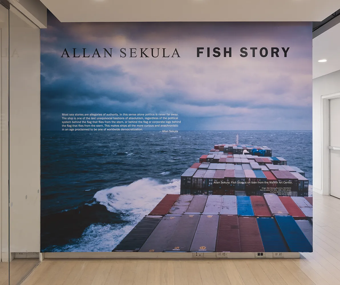 Installation view of “Allan Sekula: Fish Story,” on view at the Wallach Art Gallery from October 2 to December 20, 2026. Photograph by Olympia Shannon.
