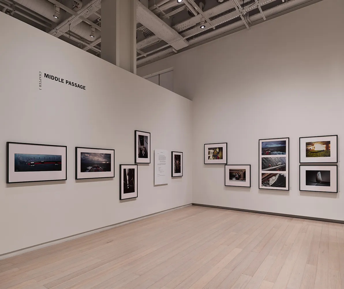 Installation view of “Allan Sekula: Fish Story,” on view at the Wallach Art Gallery from October 2 to December 20, 2026. Photograph by Olympia Shannon.