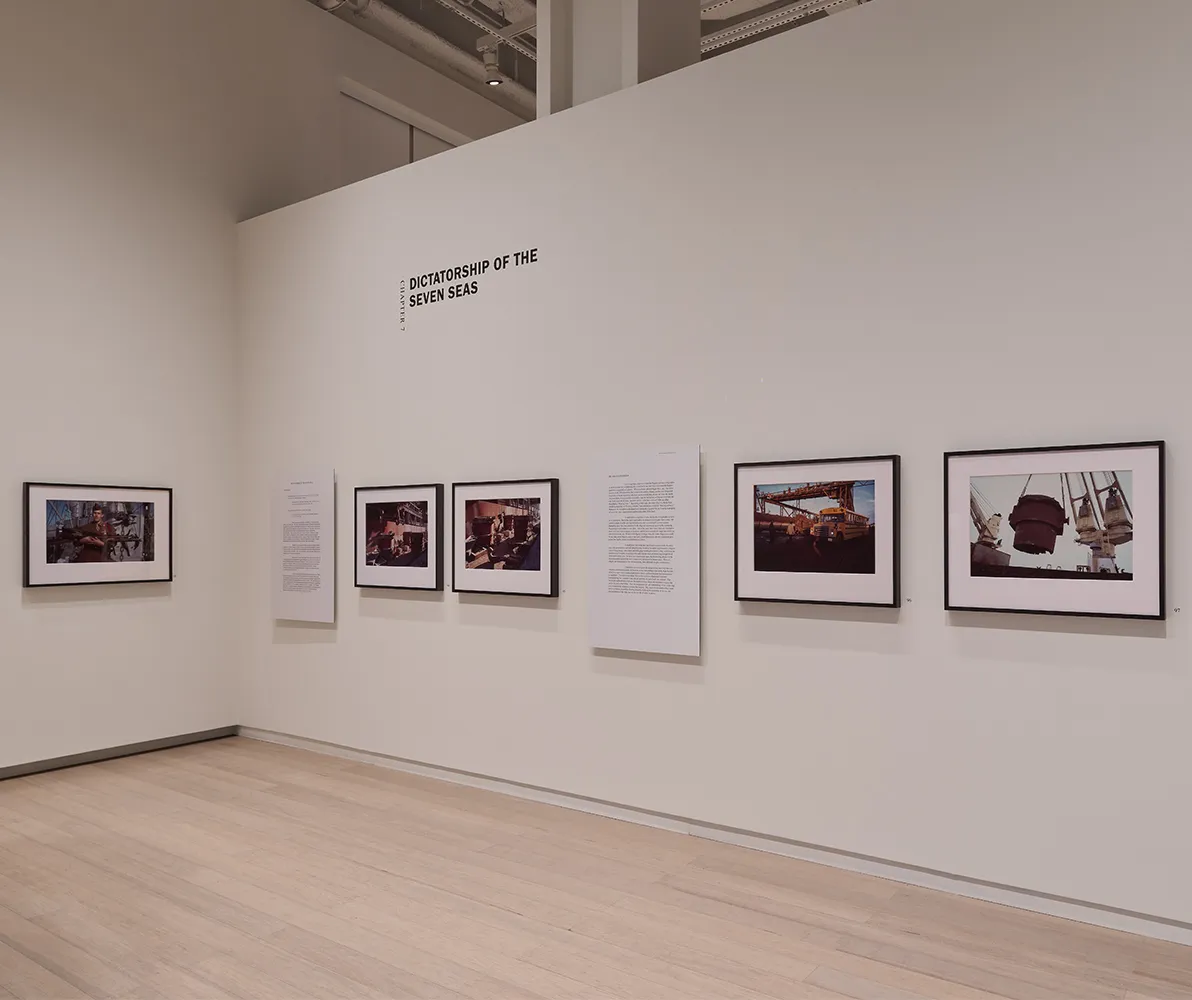 Installation view of “Allan Sekula: Fish Story,” on view at the Wallach Art Gallery from October 2 to December 20, 2026. Photograph by Olympia Shannon.