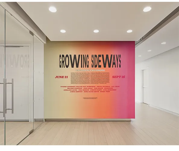 Installation view of "Growing Sideways: Performing Childhood." Photograph by Olympia Shannon.