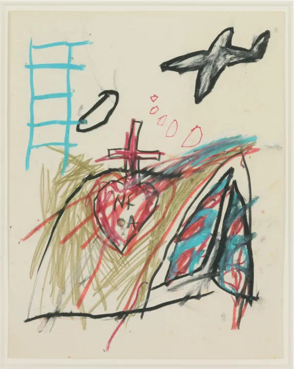 Untitled (heart Henry Geldzahler), 1981
Mixed media on paper
14 × 11 in. 
Private Collection