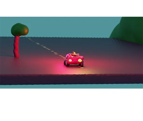Austin Lee, digital renderings for animated video "Driving and Crying (Moving Animation)," 2023