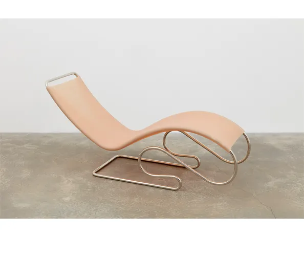 Hannah Levy, Untitled, 2021. Nickel-plated steel, silicone. 26 x 16 x 46 in.