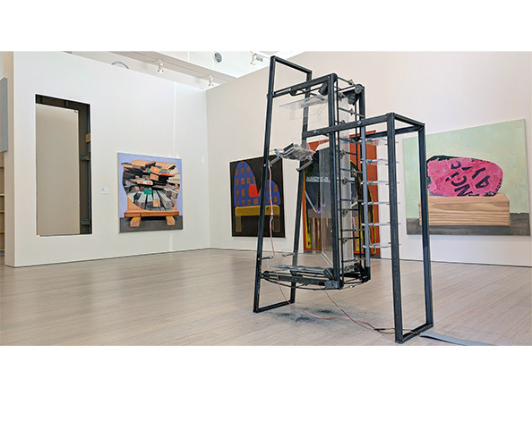 Installation view of the Visual Arts + Sound Art Class of 2025 MFA Thesis Exhibition, on view at the Wallach Art Gallery from April 27, 2024 - May 25, 2025. Artworks visible by Giorgia Alliata, Calhan Cale, and Miles Scharff.