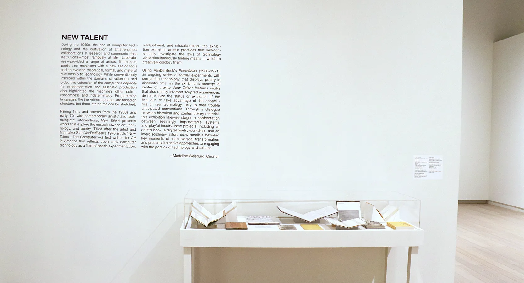 Installation view of the 2018 presentation of "MODA Curates" on view at the Wallach Art Gallery, Columbia University March 24–April 8, 2018. Photo by Eddie Bartolomei.