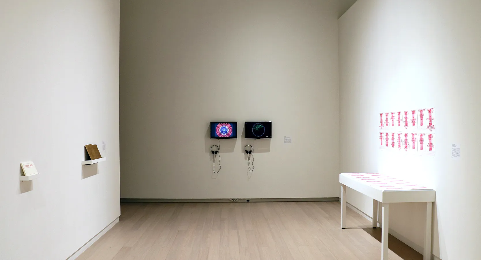 Installation view of the 2018 presentation of "MODA Curates" on view at the Wallach Art Gallery, Columbia University March 24–April 8, 2018. Photo by Eddie Bartolomei.