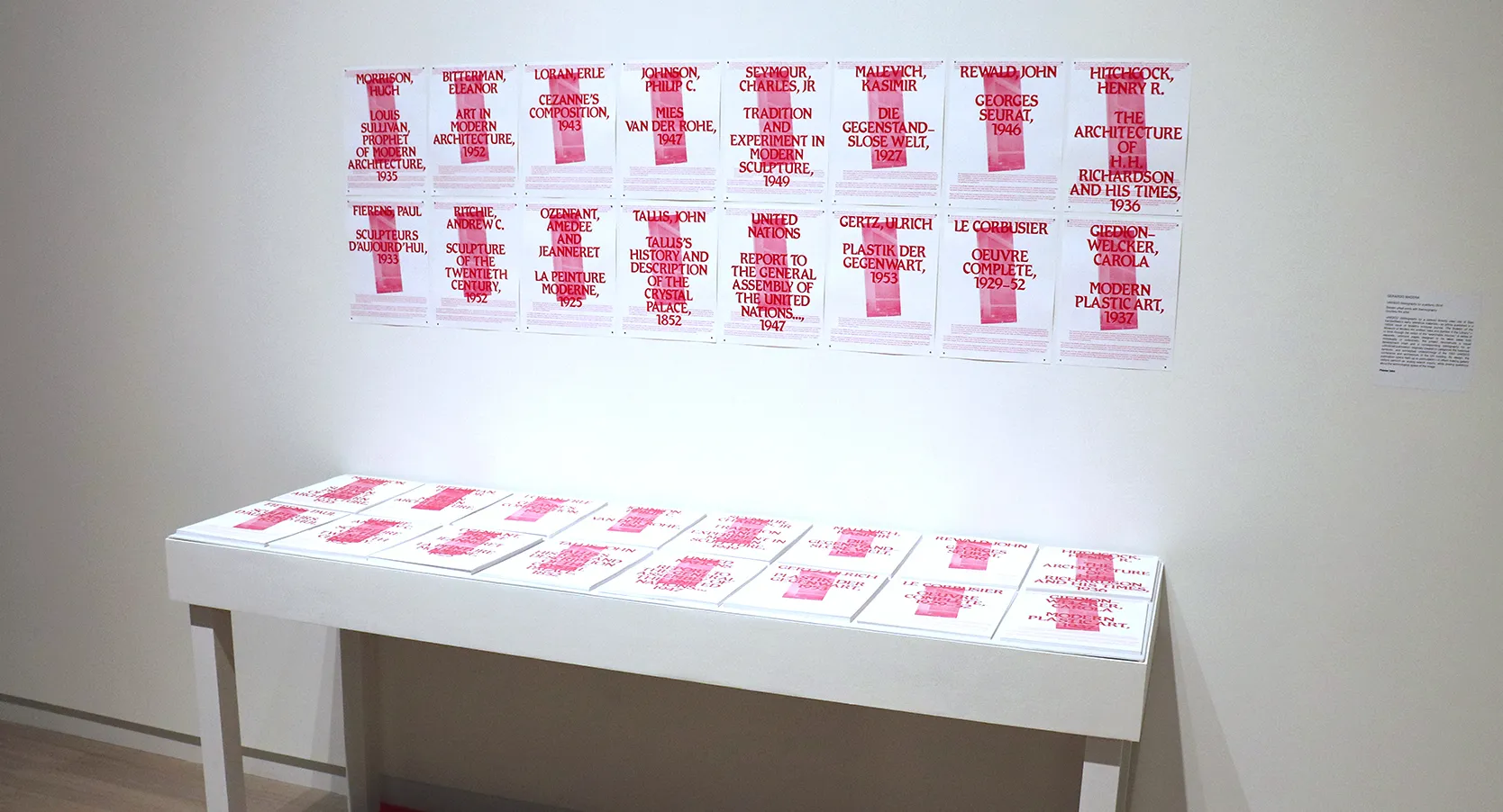 Installation view of the 2018 presentation of "MODA Curates" on view at the Wallach Art Gallery, Columbia University March 24–April 8, 2018. Photo by Eddie Bartolomei.