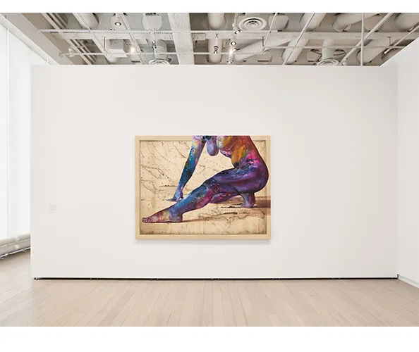 Installation view of work by Firelei Báez in "A Speculative Impulse: Art Transgressing the Archive,” on view at the Wallach Art Gallery, Columbia University, March 25-April 19, 2023. Photograph by Olympia Shannon