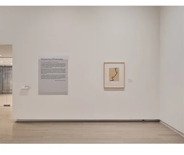 Installation view of the exhibition "Mapping Otherwise," on view at the Wallach Art Gallery from March 28 - April 12, 2026. Photograph by Olympia Shannon. Courtesy the Wallach Art Gallery.